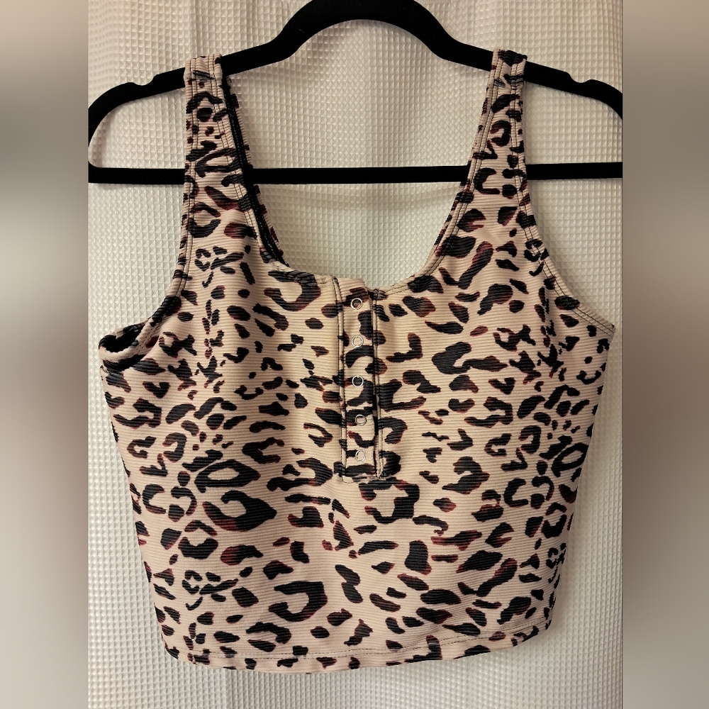 Leopard Print Swim Top